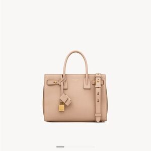 Saint Laurent Sac De Jour-Baby Top Handle -smooth grain leather -dark beige